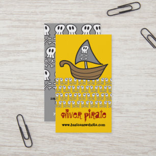 Cartoon Pirate Ship Skulls Botten Fun Colorful Boy Visitekaartje
