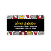 Cartoon Pirate Skulls & Botten Halloween Adres Etiket (Voorkant)