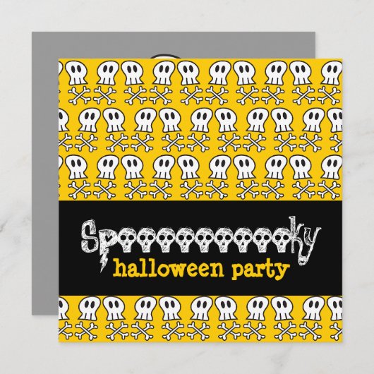 Cartoon Pirate Skulls & Botten Kind Halloween Part Kaart (Voorkant / Achterkant)