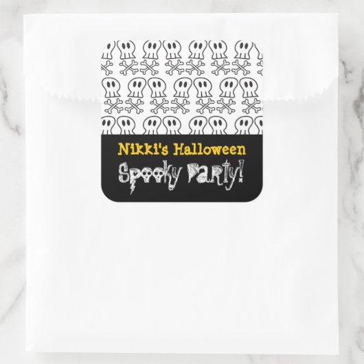 Cartoon Pirate Skulls & Botten Kind Halloween Part Vierkante Sticker (Tas)