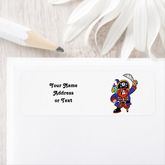 Cartoon Pirate With Peg And Sword Etiket (Insitu)