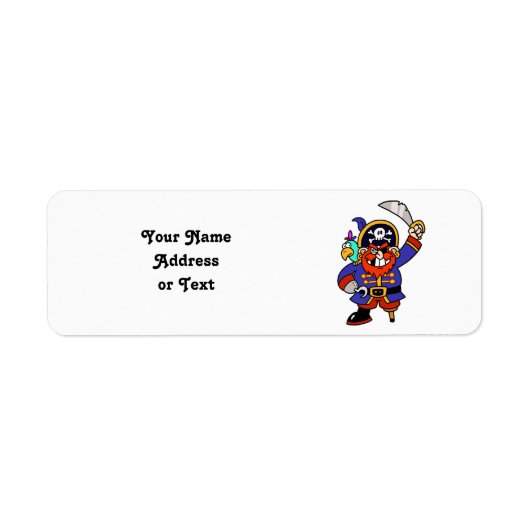 Cartoon Pirate With Peg And Sword Etiket (Voorkant)