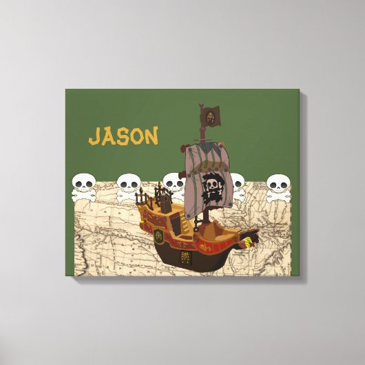 Cartoon Piratenschip personaliseren Canvas Afdruk (Voorkant)