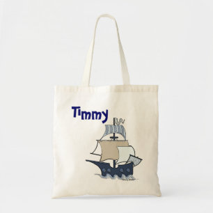 Cartoon piratenschip tote bag