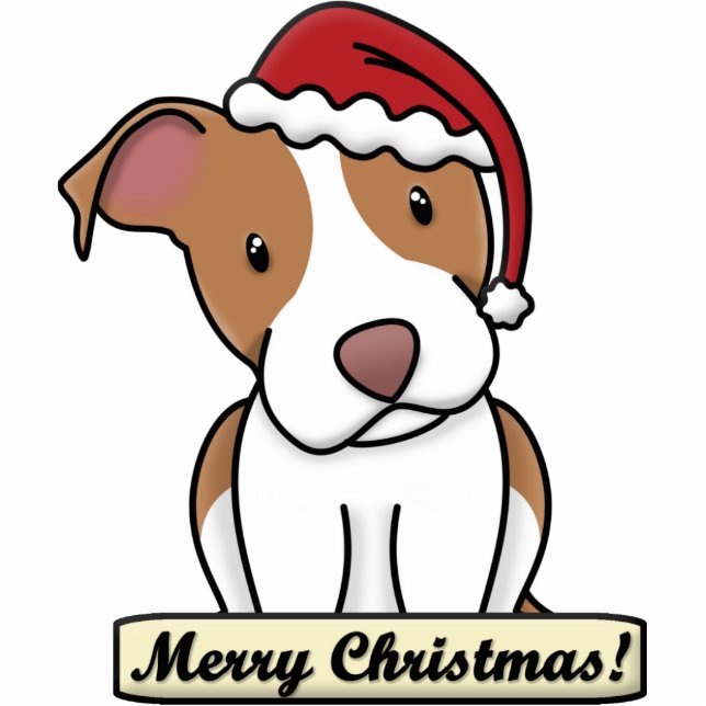 Cartoon Pit Bull kerstversiering Fotobeeldje Ornament (Voorkant)