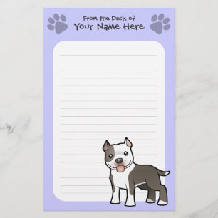 Cartoon Pitbull/American Staffordshire Terrier Briefpapier