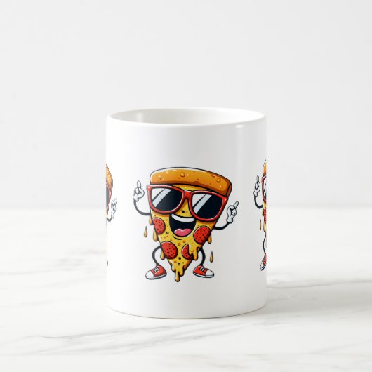 Cartoon Pizza Slice met Drip Cheese Vibes Koffiemok (Center)