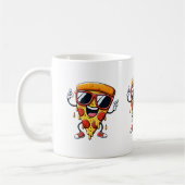 Cartoon Pizza Slice met Drip Cheese Vibes Koffiemok (Links)