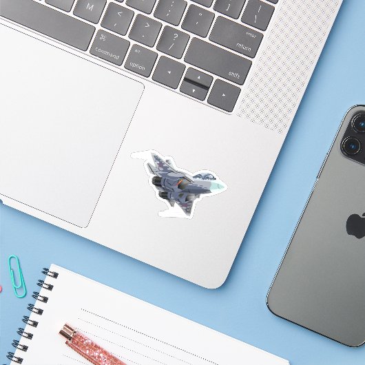 Cartoon Plane sticker (Laptop met iPhone)