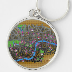 Cartoon plattegrond van Londen Sleutelhanger