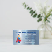 Cartoon Plumber Guy Plumbing Service Visitekaartje (Staand voorkant)