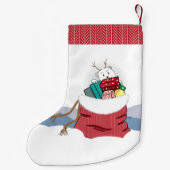 Cartoon Polar Beer Peking in Santa's tas Kleine Kerstsok (Achterkant)