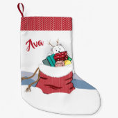 Cartoon Polar Beer Peking in Santa's tas Kleine Kerstsok (Voorkant)