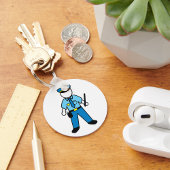 Cartoon Politieagent Fun Wetshandhaving Sleutelhanger