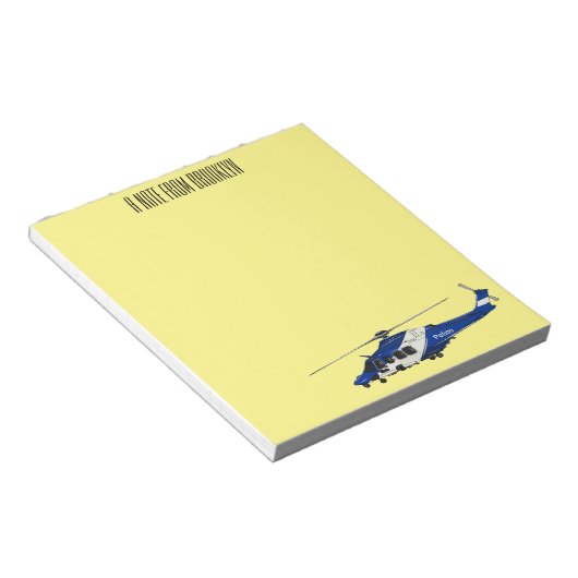 Cartoon politieluchtschroefvliegtuigen notitieblok (Schuin)