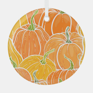 Cartoon pompoen, schattig herfstpatroon. glas ornament