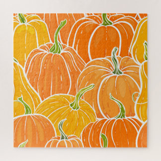Cartoon pompoen, schattig herfstpatroon. legpuzzel