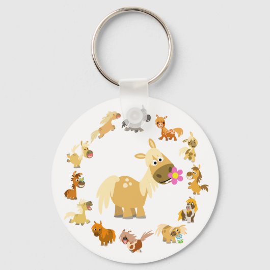 Cartoon Ponies Mandala Sleutelhanger (Voorkant)