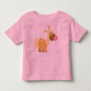 Cartoon Pony en Bloem T-shirt
