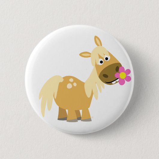 Cartoon Pony en Blokkerknop badge Ronde Button 5,7 Cm (Voorkant)