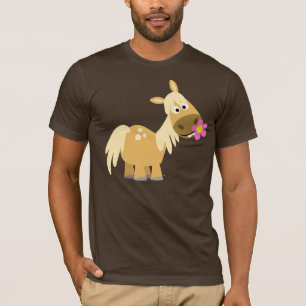 Cartoon Pony en T-shirt met bloem