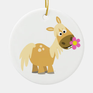 Cartoon Pony et ornement de fleurs