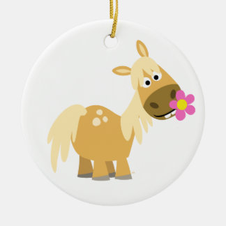 Cartoon Pony et ornement de fleurs