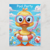 Cartoon Pool Party Duck met snorkel en zwemuitrust Briefkaart (Voorkant)