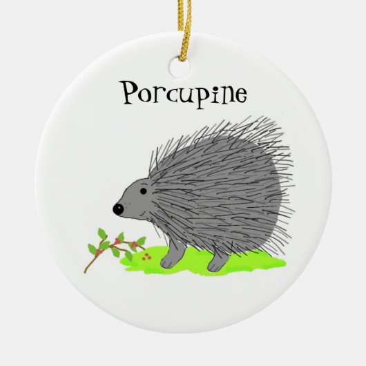 Cartoon Porcupine Keramisch Ornament (Voorkant)