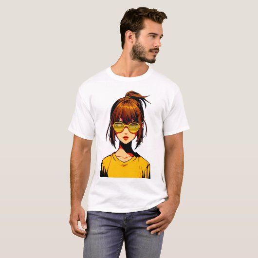 Cartoon Portrait Girl T-shirt (Voorkant volledig)