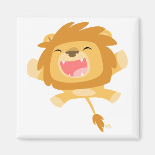 Cartoon Pouncing Lion magnet Magneet