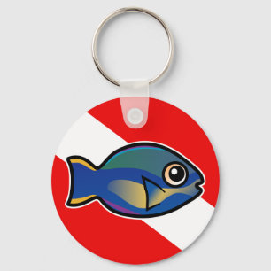 Cartoon Princess Parrotfish Dive Vlag Sleutelhanger
