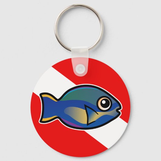 Cartoon Princess Parrotfish Dive Vlag Sleutelhanger (Voorkant)