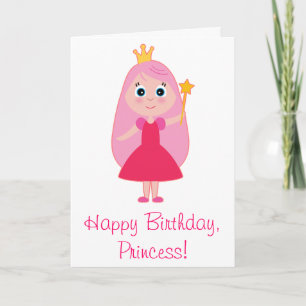 Cartoon Prinses Happy Birthday Kaart