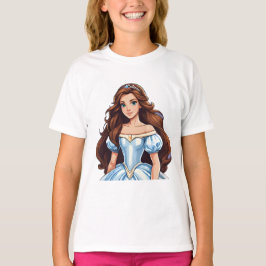 Cartoon Prinses Lang Haar Tiara Kroonbaljurk T-shirt