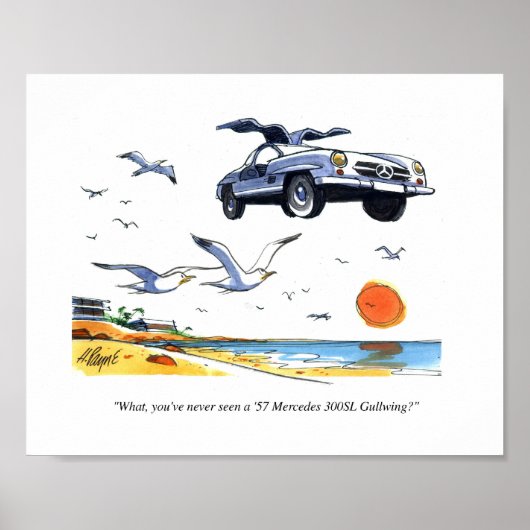 Cartoon print Gullwing Mercedes (Voorkant)