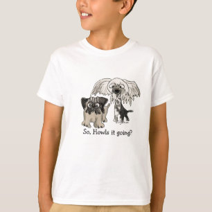 Cartoon Pug en Crested Chinese Puppy T-shirt