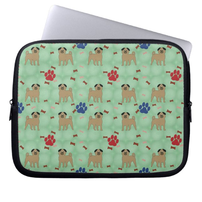 Cartoon Pug Laptop Sleeve (Voorkant)