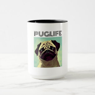 Cartoon pug puppy mugshot schattig portret mok
