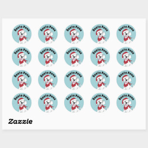 Cartoon Puppy Christmas Art Dog Art Santa Paws Ronde Sticker