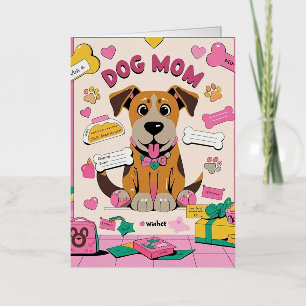 Cartoon Puppy hond moeder in roze kamer Folie Wenskaart