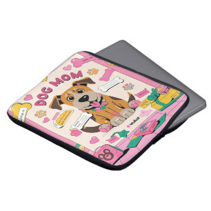 Cartoon Puppy hond moeder in roze kamer Laptop Sleeve