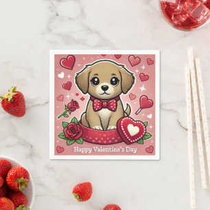 Cartoon puppy met Valentijnsdag harten Servet