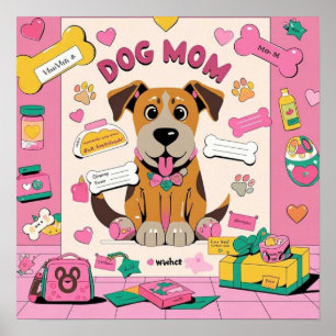 Cartoon Puppymet mama in roze kamer Poster