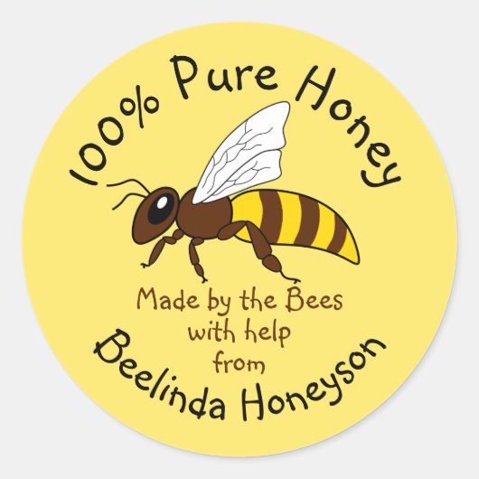 Cartoon Pure Honey Jar Label Stickers (Voorkant)