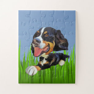 Cartoon puzzel van een Berner Sennenhond voor kind