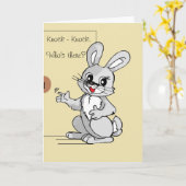 Cartoon Rabbit Knock-Knock Carte de voeux (Fleur jaune)