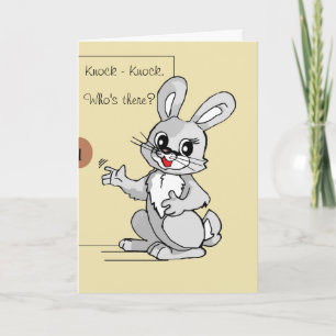 Cartoon Rabbit Knock-Knock Joke Wenskaart Kaart
