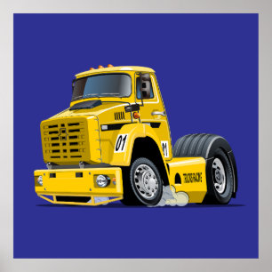 Cartoon race-vrachtwagen poster