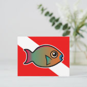 Cartoon Rainbow Parrotfish Duikvlag Briefkaart (Staand voorkant)